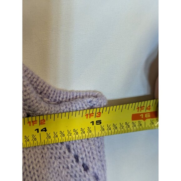 Lilac Crop Knit Tank Top With Embroidered Bees Diamond Pattern By Nikka k Size M - Picture 5 of 6